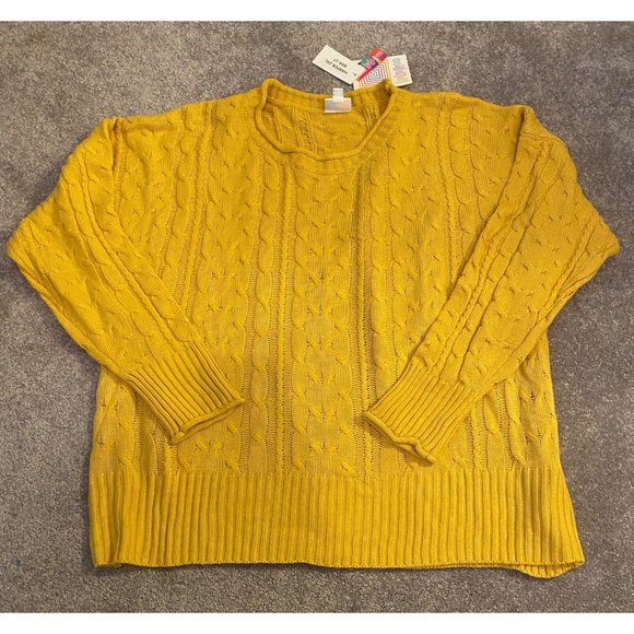 NWT LuLaRoe Harper Cable Knit Pullover Sweater Yellow 2XL - Picture 1 of 8
